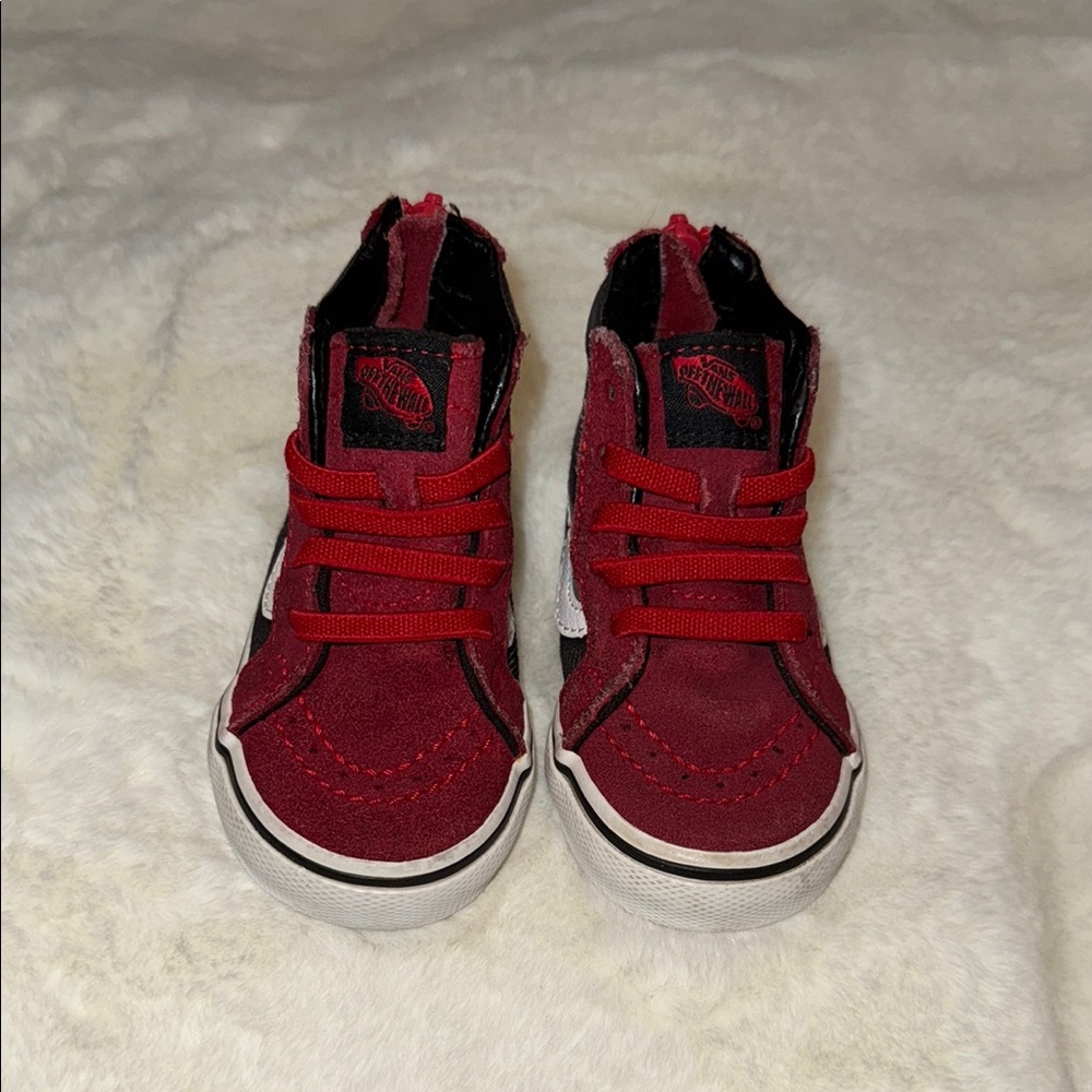 Vans Red High-Top Sneakers with Velcro Straps